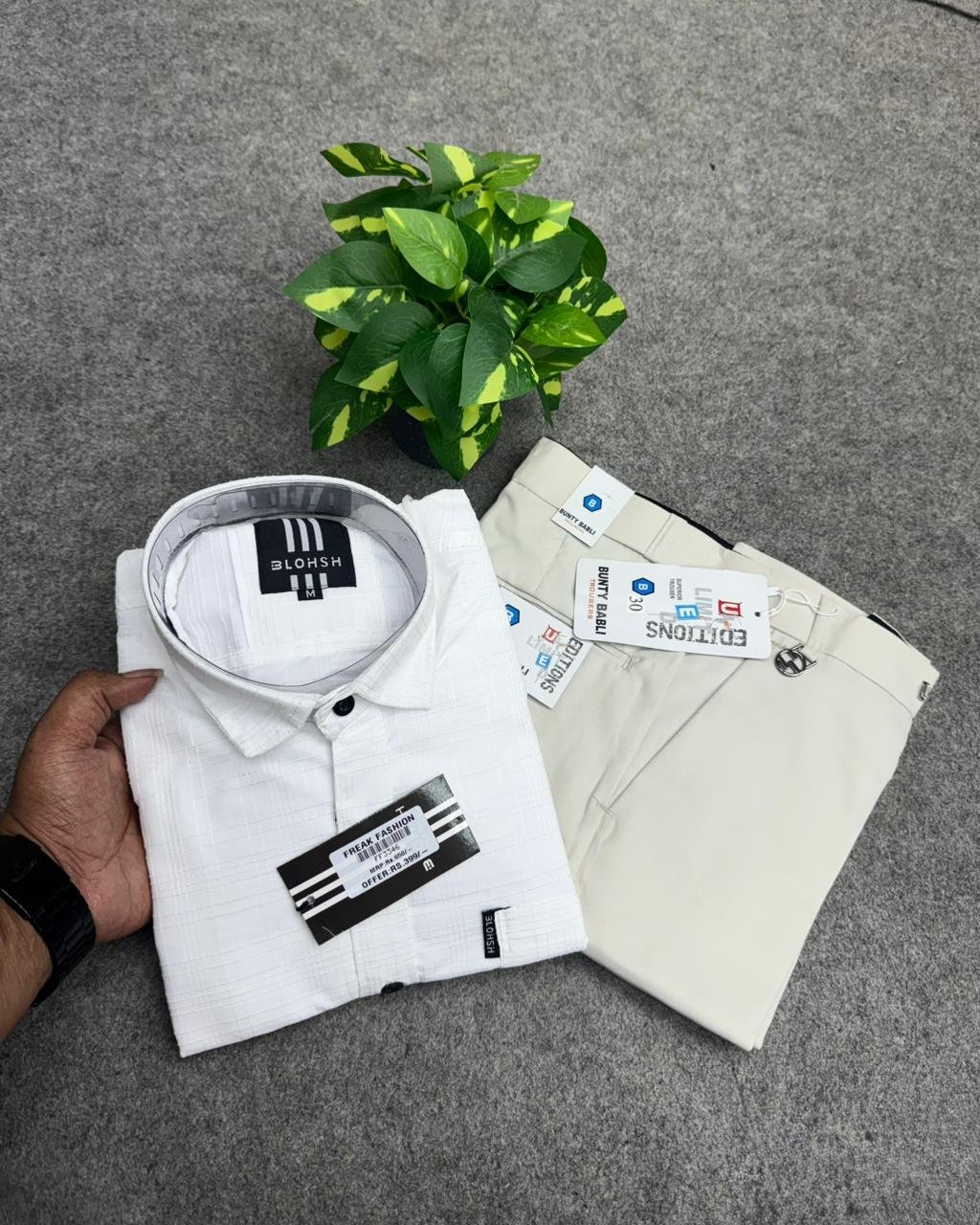 Cotton Shirt + Polo Fit Pant