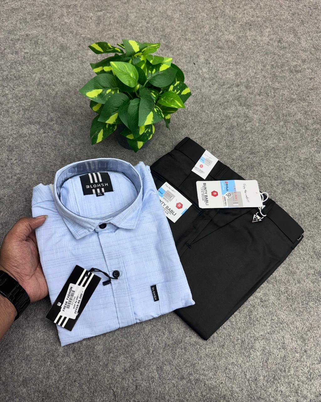 Cotton Shirt + Polo Fit Pant