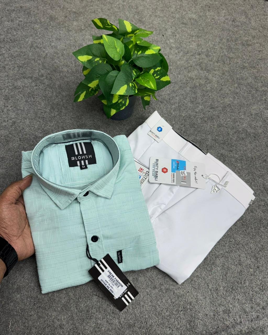 Cotton Shirt + Polo Fit Pant
